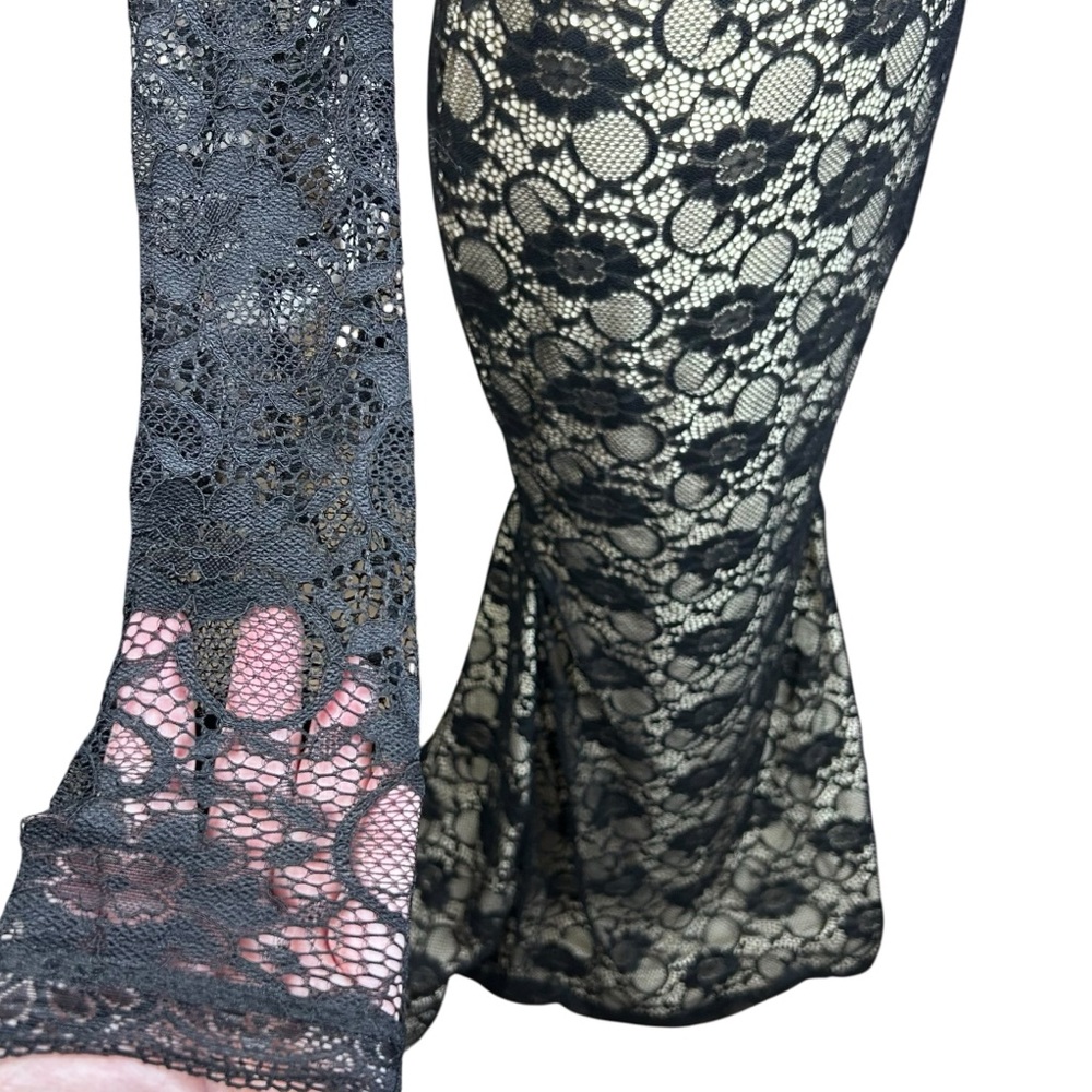 Windsor Whimsigoth Lace Maxi Dress Med Black Dark Romantic Gothic Mesh - Picture 9 of 17